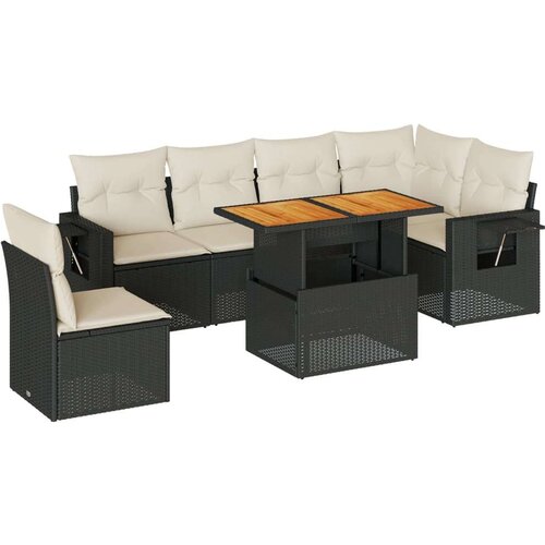 VidaXL 7-dijelni set vrtnih sofa od poliratana s jastucima crni Slike