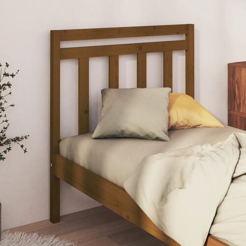  Uzglavlje za krevet boja meda 95 x 4 x 100 cm masivna borovina Slike