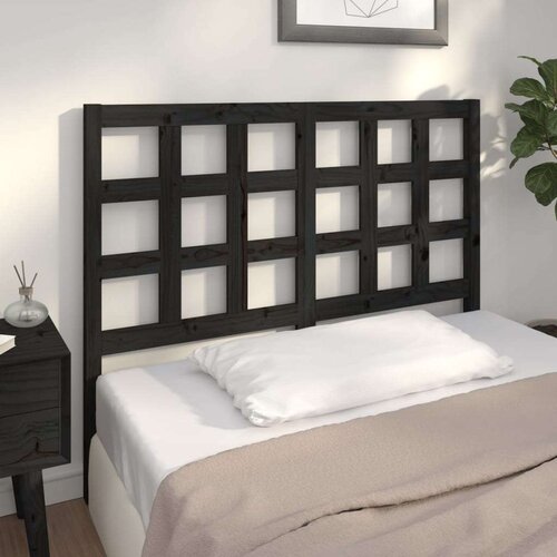  Uzglavlje za krevet crno 125 5 x 4 x 100 cm od masivne borovine Slike