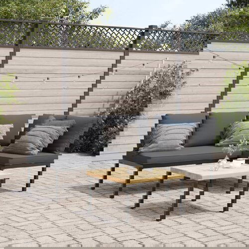 vidaXL Vrtna sedežna garnitura 3-delna z blazinami črn aluminij Cene