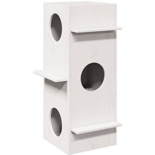 VidaXL Hi&amp;scaron;a za mačke Bela 43x43x90 cm masivni les borovega lesa Slike