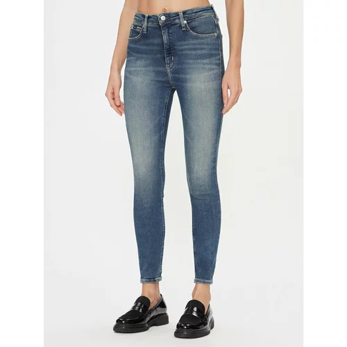 Calvin Klein Jeans Jeans hlače High Rise Super Skinny Ankle J20J222146 Modra Skinny Fit