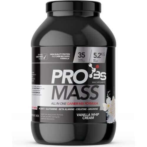 Basic Supplements pro mass gainer – optimalna formula za mišićni rast - vanila 5.2kg Cene
