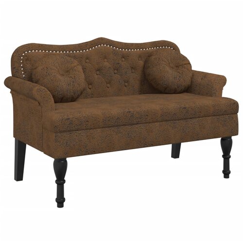  Klupa s jastucima smeđa 120,5x65x75 cm umjetna koža Slike