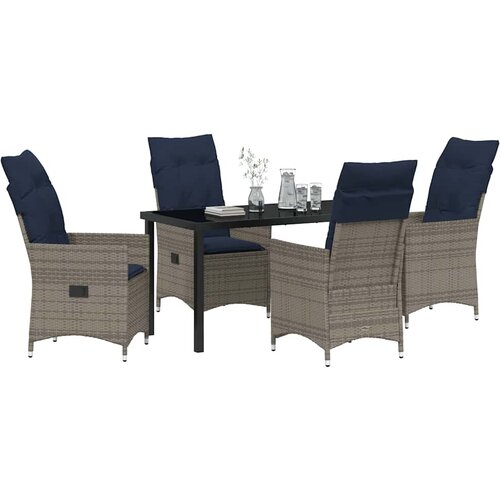  Set stola i stolica s jastukom 5 pcs Siva PE ratan Slike