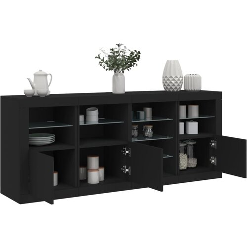 The Living Store Komoda z LED lučkami črna 164x37x67 cm - Komoda, (21836075) Cene