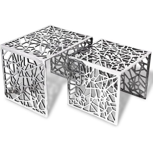 vidaXL Dve Kvadratni Mizici Aluminij Srebrne Barve, (20979839) Cene
