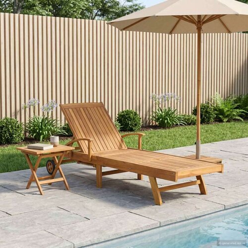  Suncobran s stolom 2 pcs Smeđa 40 x 40 x 40 cm Čvrsto teak drvo - Smeđa sa stolom Cijene