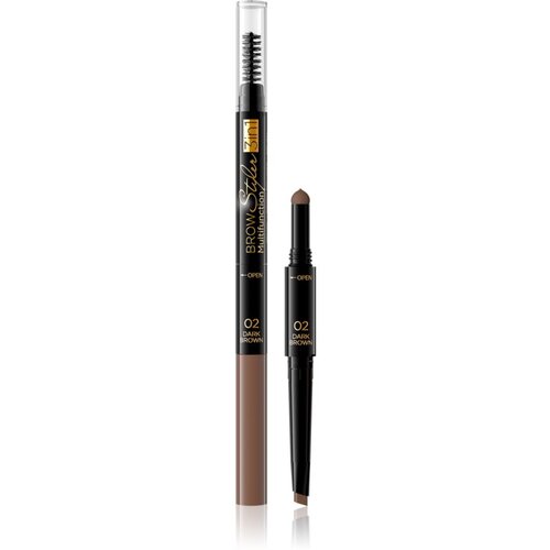 Eveline Cosmetics Brow Styler natančni svinčnik za obrvi 3v1 odtenek 02 Dark Brown 1,2 g Cene