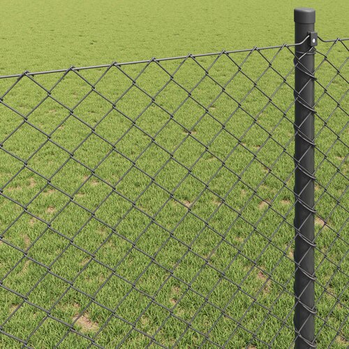  Ograda od lančane veze 10 x 1 m Čelik Siva Slike