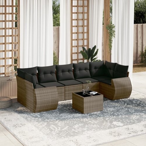 vidaXL 8-dijelni set vrtnih sofa od poliratana s jastucima sivi Cijene
