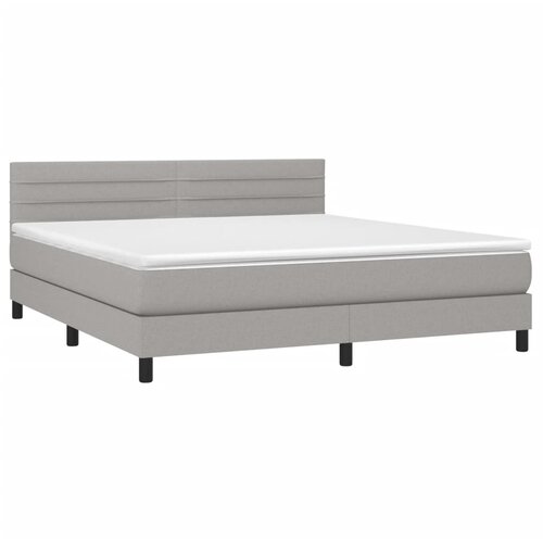  box spring s madracem LED svjetlosivi 180x200 cm tkanina Slike