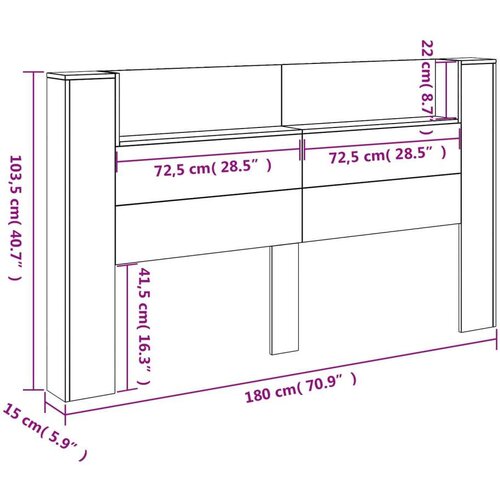  Uzglavlje Bijelo 180 x 16 5 x 103 5 cm Konstruirano drvo Slike