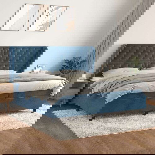  S oprugama i madracem tamnoplavi 200x200 cm baršunasti Cijene