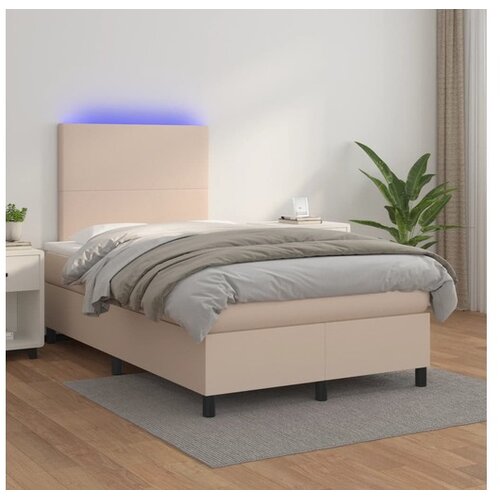  Box spring postelja z vzmetnico LED kapučino 120x200 cm Cene