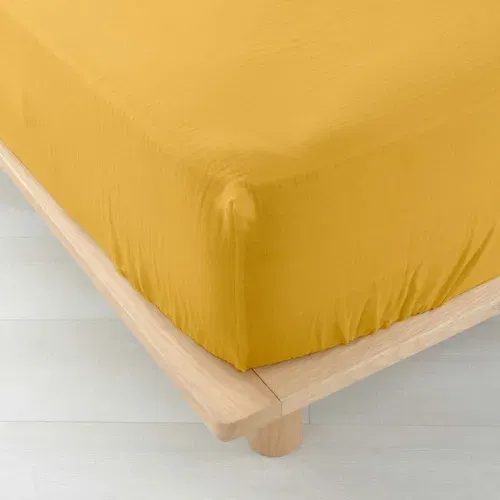 Douceur d intérieur Žuta plahta s gumom od muslina 140x190 cm Angelia –