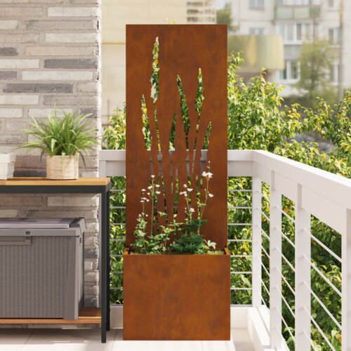 VidaXL Vrtni Sadič s Dekorativnom Pločom Rđa 50 x 140 cm Otporni čelik Slike