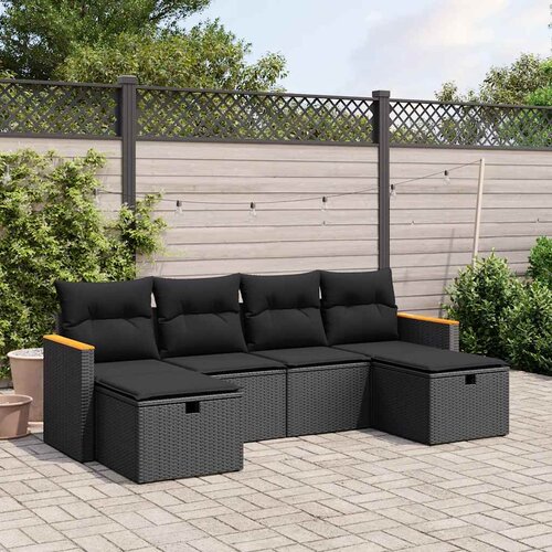  6-dijelni set vrtnih sofa s jastucima crni od poliratana Crna 61.5 x 62 x 69 cm Cene