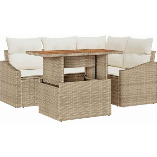  Sjedeća garnitura za vrt 5 kom. Bež Poli ratan 187.5 x 132.5 x 69 cm Slike