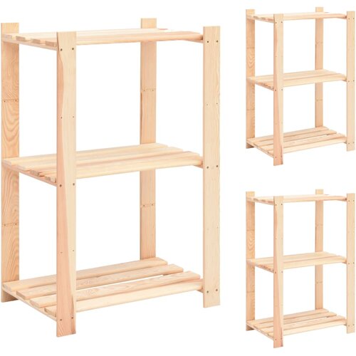  Stalci za pohranu s 3 razine 3 kom 60x38x90 cm borovina 150 kg Cijene