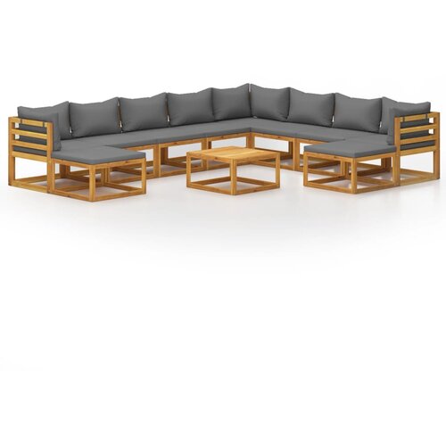  11-dijelna vrtna garnitura s jastucima od masivnog drva bagrema Slike
