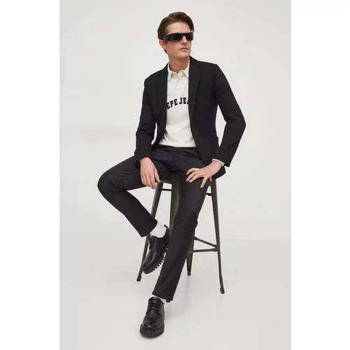 Karl Lagerfeld Volnene hlače črna barva