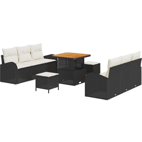 Set od 9 komada vrtnih sofa s jastučićima crni poli ratan akacija dvosed vrtna sofa s jastučićima crni poli ratan set od 3 kom Cene