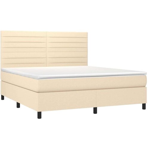  Krevet box spring s madracem LED krem 180x200 cm od tkanine Slike