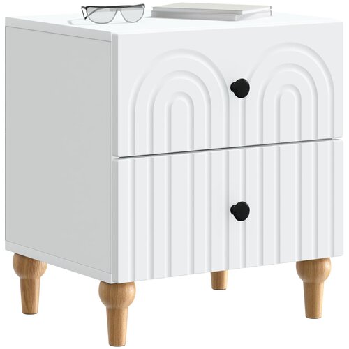  Noćni ormar 2 pcs Bijela 43 x 34,5 x 48 cm Konstruirano drvo Slike