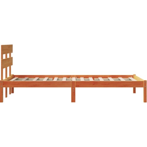  Krevet s uzglavljem smeđa 80x200 cm čvrsto drvo bor Slike