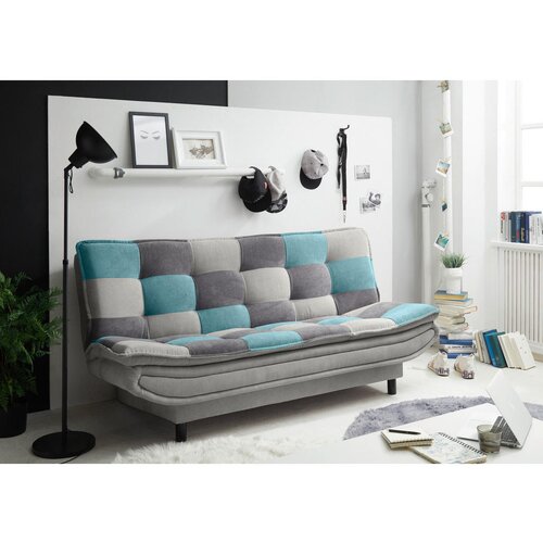 MID.YOU ZOFA S POSTELJNO FUNKCIJO, turkizna, umazano rjava, temno siva tekstil, leseni material Slike