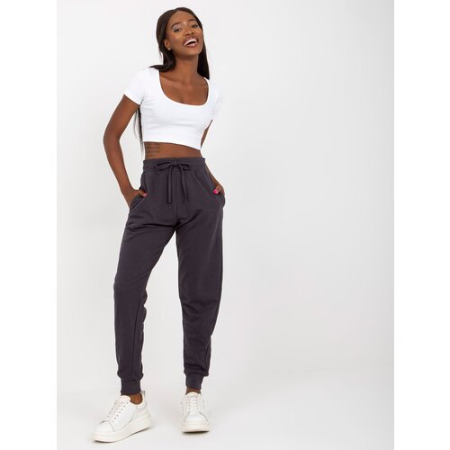 BASIC Feel Good Graphite classic basic tied sweatpants Cene