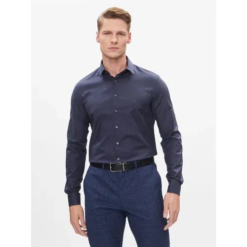 Calvin Klein Srajca K10K112305 Mornarsko modra Slim Fit