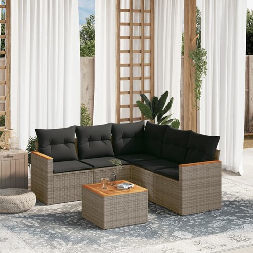 vidaXL 6-dijelni set vrtnih sofa od poliratana s jastucima sivi Cijene
