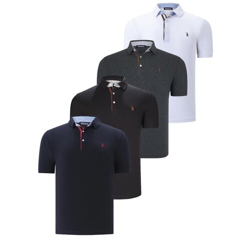 Dewberry QUAD SET T8582 MENS T-SHIRT-BLACK-ANTHRACITE-NAVY BLUE-WHITE Cijene