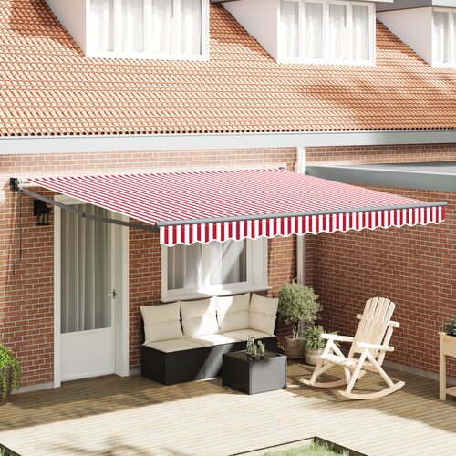 VidaXL avtomatska zložljiva tenda rdeče in bele črte 400x300 cm Slike