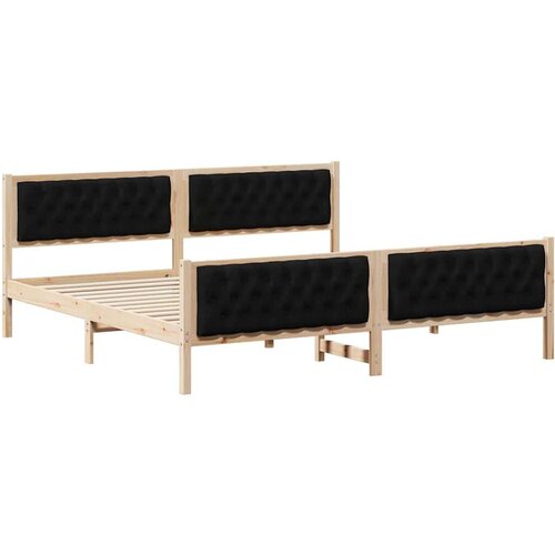  Okvir za krevet s uzglavljem Crna 200 x 200 cm tkanina Slike