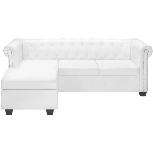 MAISON CHIC Chesterfield kavč - Sofa - Kanape L oblike umetno usnje bele barve, (21727160)