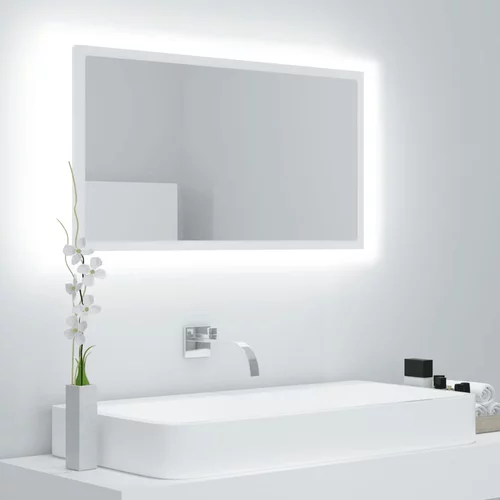 vidaXL LED kopalniško ogledalo belo 80x8,5x37 cm iverna plošča