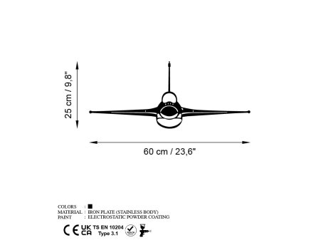 Wallity zidna dekoracija F-16 Jet Fighter, 60x25cm, Crna Slike