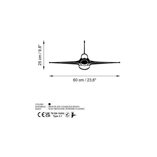 Wallity Zidna dekoracija Mlažnjak F-16, 60x25cm, Crna Slike