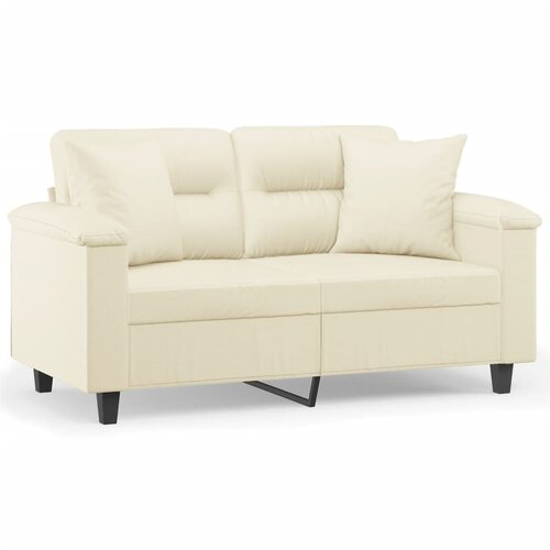 vidaXL Kavč dvosed z okrasnimi blazinami krem 120 cm umetno usnje, (20926083) Cene