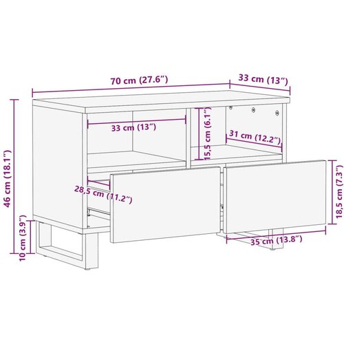  ormar s pohranom Smeđa 70 x 33 5 x 46 cm Čvrsto drvo manga Slike