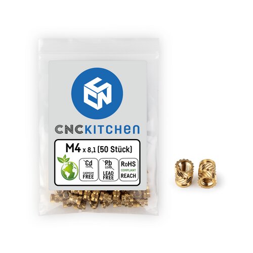 CNC Kitchen Threaded Inserts M4 Standard, M4 x 8.1 (50 pcs) Slike