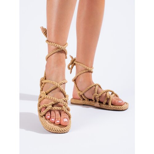 SHELOVET Women&amp;#039;s braided tied sandals black Slike