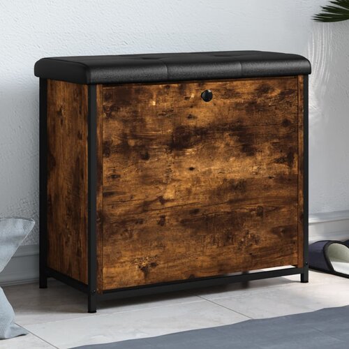 VidaXL Klop za čevlje s preklopnim predalom dimljen hrast 62x32x56 cm Slike