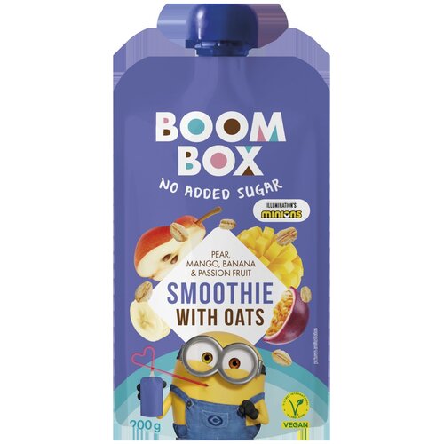 Boom box smoothie hru&amp;scaron;ka, mango, banana in pasijonka, 200 g Minion Slike
