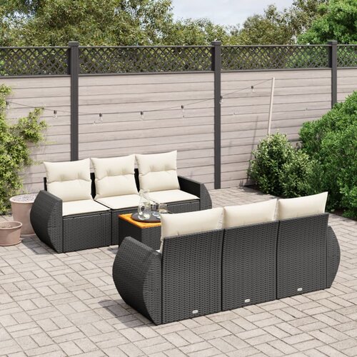  7-dijelni set vrtnih sofa od poliratana s jastucima crni Crna 70 x 62 x 69 cm Cene