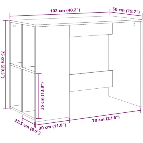  Radni stol boja dimljenog hrasta 102x50x75 cm konstruirano drvo Slike