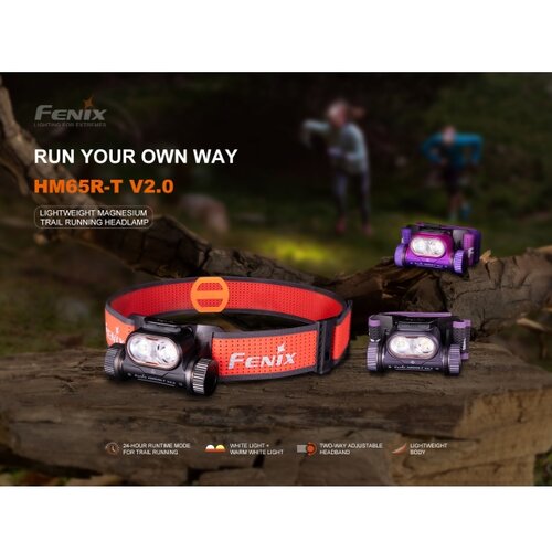 Fenix HM65RTV20PRP - LED prigu&amp;scaron;iva punjiva čelna lampa LED/USB IP68 crna/ljubičasta Slike